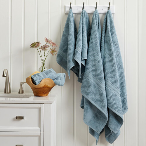 Springtree Home Ensemble de serviettes 100 % coton 6 pices | Conception texture gomtrique | Absorbantes  schage rapide, 2 serviettes de bai 2