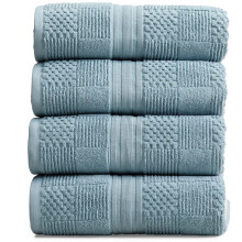 Springtree Home Lot de 4 serviettes de bain 100 % coton | Conception texture gomtrique | Super doux et absorbant avec fibres schage rapide