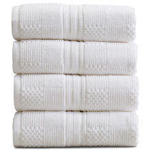 Springtree Home Lot de 4 serviettes de bain 100 % coton | Conception texture gomtrique | Super doux et absorbant avec fibres schage rapide