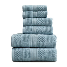 Springtree Home Ensemble de serviettes 100 % coton 6 pices | Conception texture gomtrique | Absorbantes  schage rapide, 2 serviettes de bai