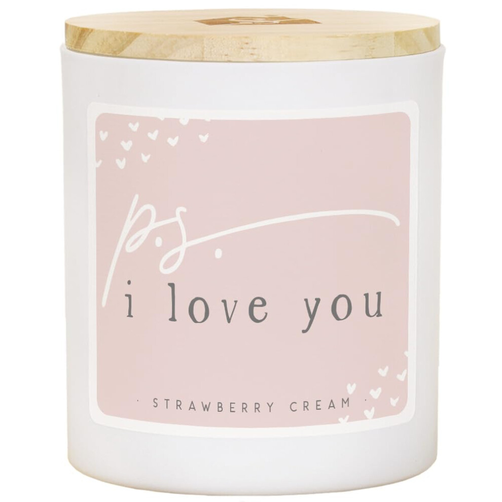 Simply Said Inc I Love You Candle - Ps I Love You Strawberry Cream Zapachowa Swieca Sojowa Premium 11 Uncji - Recznie Nalewana W Usa - CDL1083-image
