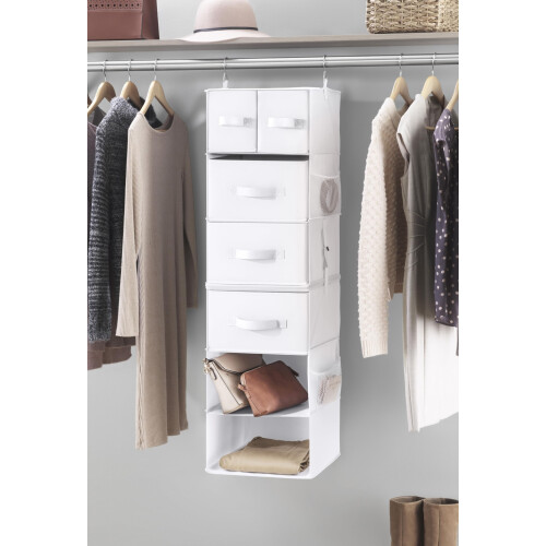 Whitmor Whitmor Multifunctionele Hang Organizer met Lade-inserts - 5 Secties - Kleding Organizer - Wit