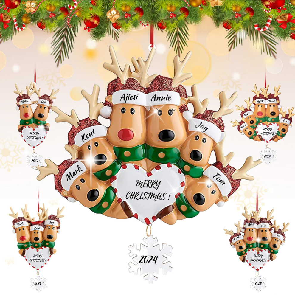 Spersonalizowane Ozdoby Swiateczne W Postaci Renifera W Ksztalcie Serca 2024 - Niestandardowa Ozdoba Z Zywicy Losia W Ksztalcie Jelenia Na Choinke Di-image