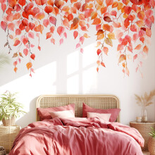 VePret Autumn Leaves Wall Decals Peel and Stick Large Leaves Vines Vinyl Wall Stickers Removable Vine Home Decor Art for Bedroom Living Room Classr