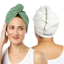 Turbie Twist 2-pack microvezel haarhanddoek voor schoonheidsreisgeschenken - wikkeltulband voor steil golvend en krullend haar - premium persoonlijke