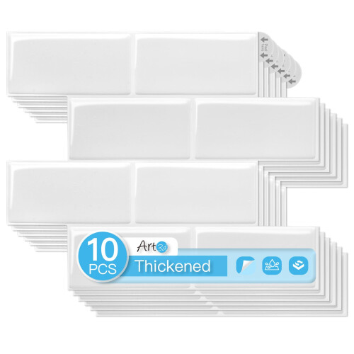 Art3d 10-Pack Heavy Duty Peel and Stick Backsplash 12,6 x 10,6 polegadas Stick em azulejos de parede para cozinha, banheiro, bancada, decorao b