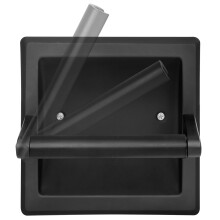 Matte Black Recessed Toilet Paper Holder for Large Rolls - Pivoting Black Wall-Mounted Stainless Steel Toilet Paper Holder in-Wall Bathroom Tissue R