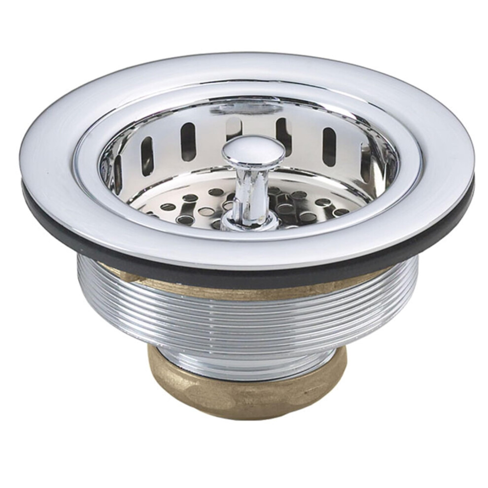 Westbrass D214-26 3-1/2"""" Post Style Large Kitchen Sink Basket Strainer Polished Chrome 747028214285