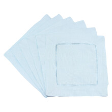 Serviettes de cocktail CleverDelights bleu clair  ourlet de 6 po - Paquet de 12 - Mlange de lin et de coton 55/45