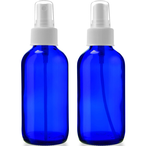 Sally's Organics Empty Blue Glass Small Portable Atomizer Spritzer 2 Pack (4oz) 2