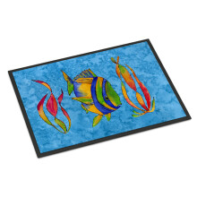 Caroline's Treasures 8713MAT Tropical Fish and Seaweed on Blue Indoor or Outdoor Mat 18 x 27 Multicolor