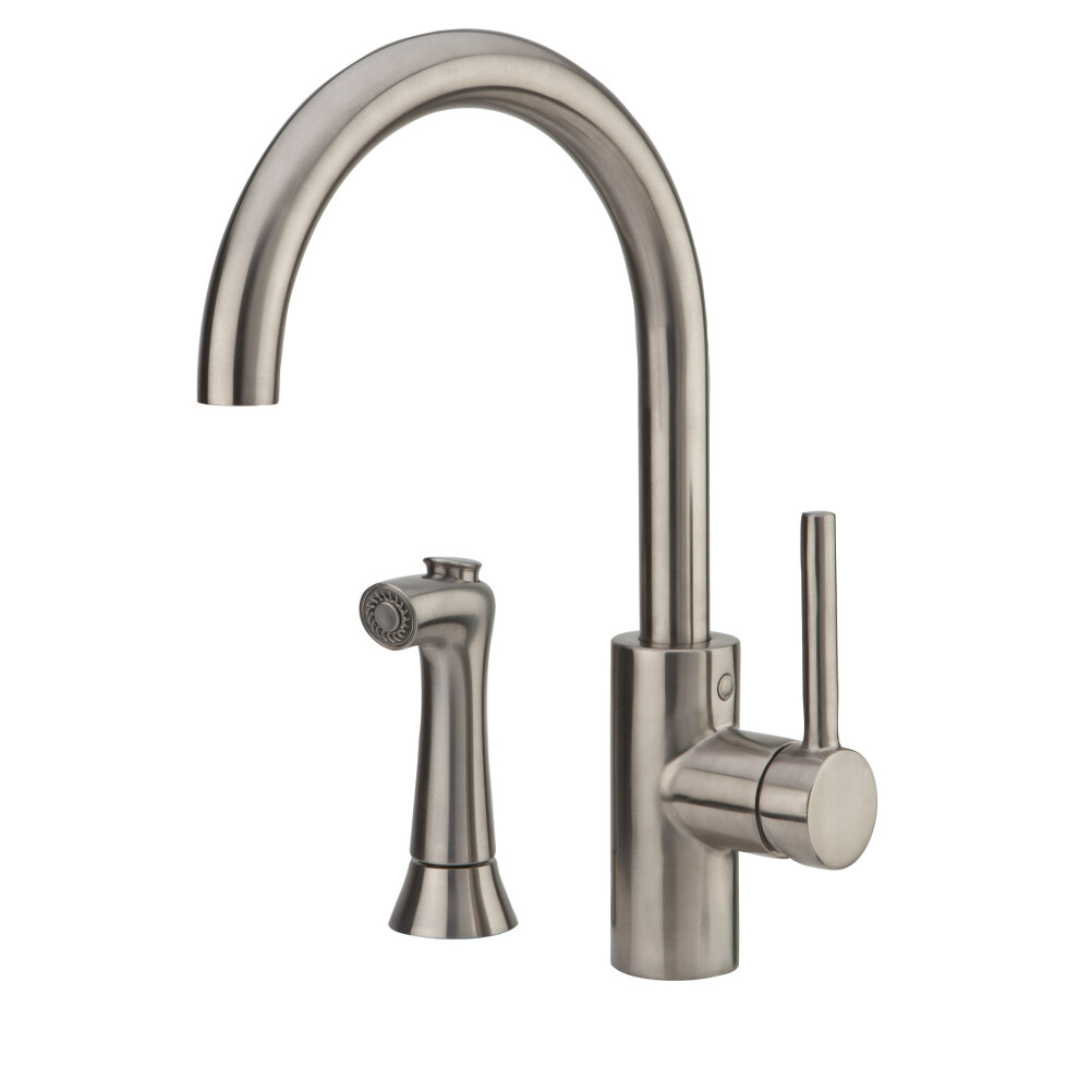 Pfister Solo Kitchen Sink Faucet With Side Sprayer Single Handle High Arc Stainless Steel Finish Lf0294sls 038877603758