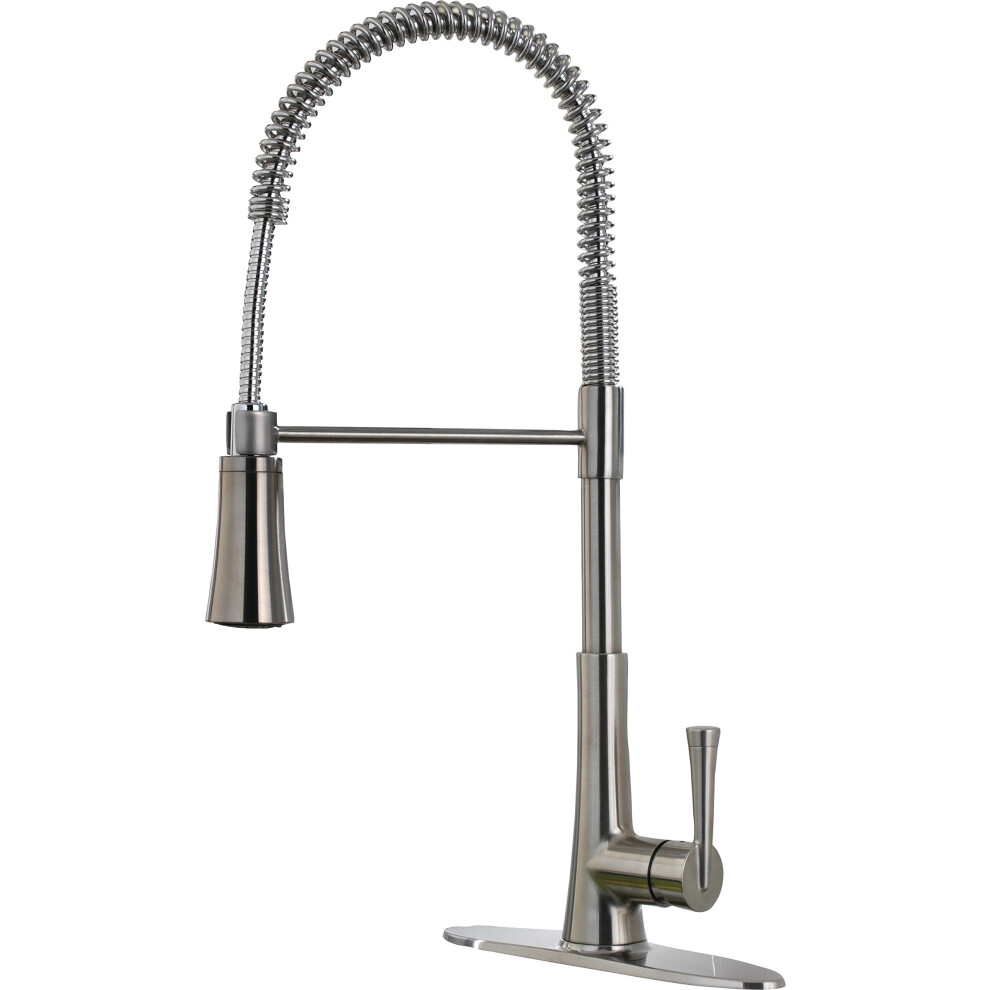 Pfister Zuri Commercial Culinary Kitchen Faucet With Pull Down Sprayer Single Handle High Arc Stainless Steel Finish Lg529mcs 038877608197