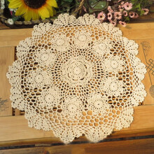 Laivigo New Handmade Crochet Lace Round Table Cloth Doilies Doily 16 Inch Beige