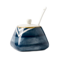 CHOOLD Pot pices en cramique Vintage Peint la Main avec Couvercle cuillre bote d'assaisonnement Pots condiments Supports pices pour
