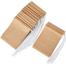 BBTO 200-pack wegwerptheefilterzakken met trekkoord 2,36 x 3,15 inch Burlywood voor losse thee en kruideninfuser Trekkoordafdichtingsfilters Leeg