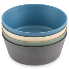 WeeSprout Bols en Bambou pour Enfants, Set de Quatre Bols de 10 oz, Lavables au Lave-Vaisselle (Bleu, Vert, Gris, Beige)