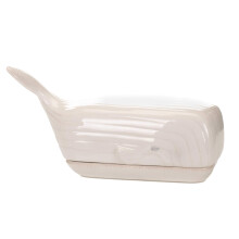 Nautische walvis glanzend wit 9 x 4 keramische botergerecht met deksel