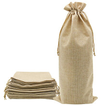 Shintop 10 sacchetti per vino in iuta, 1,5 l, 40,6 x 16,7 cm, sacchetti regalo per bottiglie di vino in iuta con coulisse (marrone)