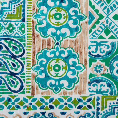 DII Spanish Tile Print Collection Vinyl Multi-Use Flannel Backed Tablecloth Rectangle 60x84 Spanish Tile 2