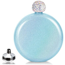 Flasque pour femme Junya 304 en acier inoxydable 5 oz joli revtement paillet flacons whisky bouchon en strass brillant flacon vin portable