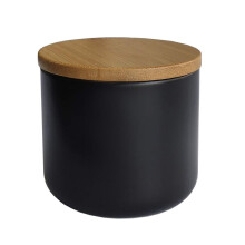 Mozacona cermica pura color azucarera jarra de jarras de especias con tapa de madera
