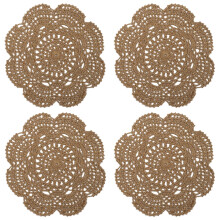 Phantomon 8 Inch Doilies Crochet Round Lace Doily Handmade Placemats 100% Cotton Crocheted Coasters Pack of 4 Brown