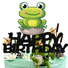 Dcorations de gteau d'anniversaire en forme de grenouille, avec choix de thmes d'animaux, fournitures de dcoration pour fte prnatale