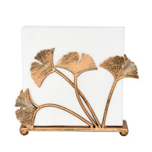 OwlGift Moderne Ginkgo Leaves Design Servietholder til borde Metal Papir Servietopbevaring til k?kken Stilfuldt papirh?ndkl?de dispenser Post Bre