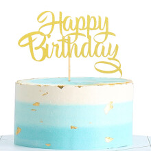 Guld Happy Birthday Cake Topper - Guld Glitter Cake Topper Decoration