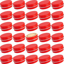 Frasco de lata de alumnio com tampa de rosca de 0,5 onas com tampa de rosca e etiquetas em branco (vermelho - pacote com 32)