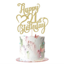 AROKIPPRY Dcoration de gteau paillettes dores Happy 21st Birthday 21 anniversaire d'anniversaire Hello 21 Cheers to 21 Years 21 & Fabulo
