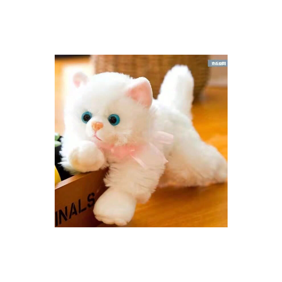 (White cat, 23 cm) Cute Simulation Cat Doll Talking Plush Toy Pet Kitten Home Car Ornaments Children's Gift-image-OPC-PJYFR5F-NEW