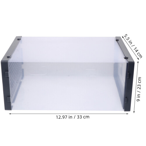 2Pcs Plastic Shoes Storage Box Grey Durable Stackable Organizer 1
