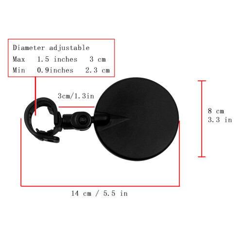 Espejo retrovisor para bicicleta 15-35 mm 0,59  1,38 pulgadas 2
