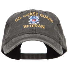 US Coast Guard Veteran Broderet Washed Cap - Sort OSFM