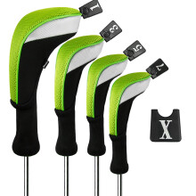 Andux 4pcsSet Mesh Golf 460cc Driver Fairway Wood Club Head Covers Long Neck with No. Tags BlackGreen