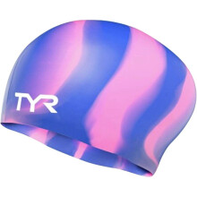 TYR Mens Long Hair Silicone Swim Cap Purple/Pink