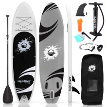 SereneLife Inflatable Stand Up Paddle Board 6 Inches Thick with Premium SUP Accessories & Carry Bag Wide Stance Bottom Fin for Paddling Surf C