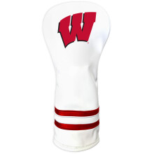 Team Golf NCAA Wisconsin Badgers White Vintage Fairway Head Cover White Vintage Fairway Golf Club Headcover Form Fitting Design Retro Design