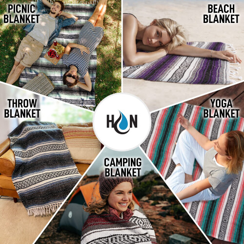 Echte extra große mexikanische Decke (70"x50") - Handgewebte Yoga-Decke, Serape-Decke 1