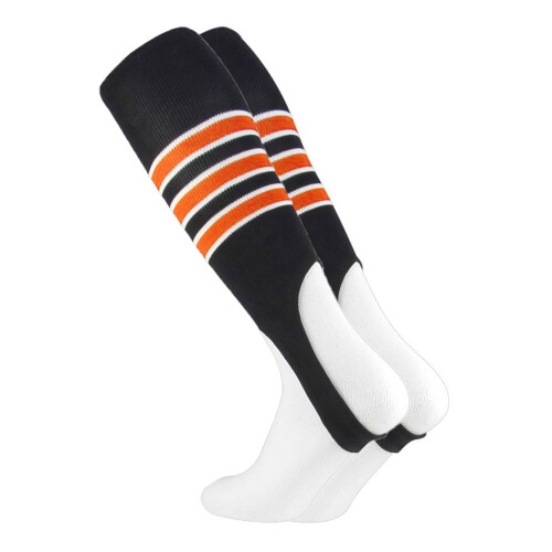 TCK Striped Baseball Stirrups Pattern D (Black/White/Orange Large)