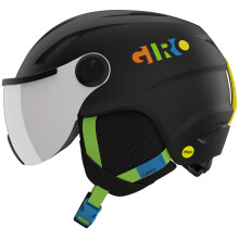 Giro Buzz MIPS Casque de ski pour enfant  Casque de snowboard avec cran/visire intgr  Noir mat/Party Blocks  Taille XS (48,5-52 cm)