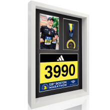 MedalAwardsRack 3-in-1 Shadow Box - Medaille, Race Bibs & Foto - Marathon & Triathlon Bib Houder