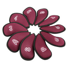 10PcsPack New Meshy Golf Iron Covers Set Golf Club Head Cover Fit Most Irons Wine Red