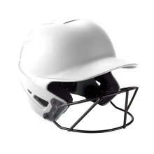 Kask do odbijania softballu Mizuno F6 Youth Fastpitch z maska, bialy, mlodziezowy, jeden rozmiar