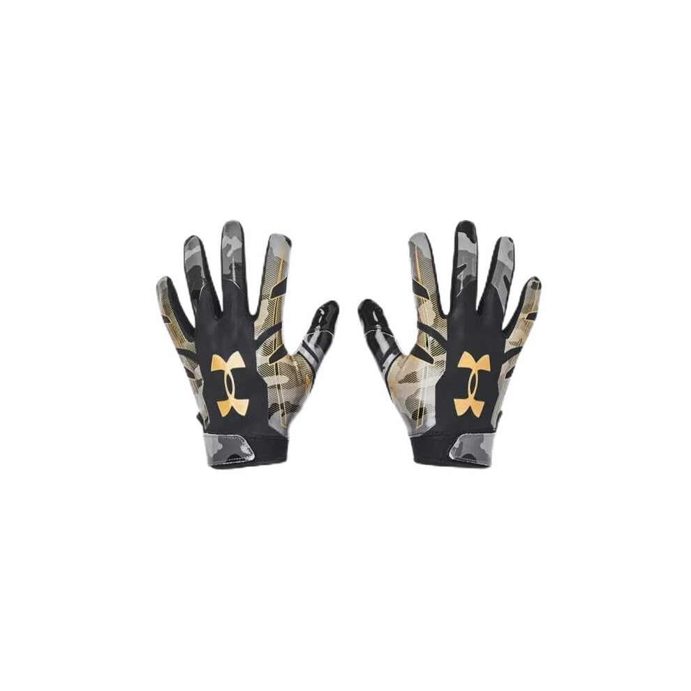 Under Armour Men's F8 Novelty Football Gloves, (005) Black/Green Breeze/White, Large