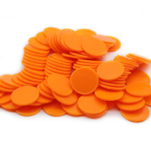HAKITAROOM Set med 100 ogenomskinliga inlrningsrknare i plast Mini Poker Chips Spelpolletter med frvaringslda (orange 1 tum)