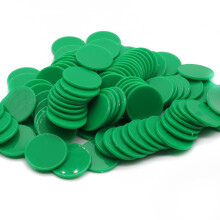 HAKITAROOM Set med 100 ogenomskinliga inlrningsrknare av plast Mini Poker Chips Spelpolletter med frvaringslda (grn 1 tum)