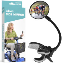 Vive Rear-View Side Mirror - Designed for Scooters Bikes Motor Vehicles Bicycles Handlebars - Clamp On Scratch Resistant Glass - 360 Rotatable A